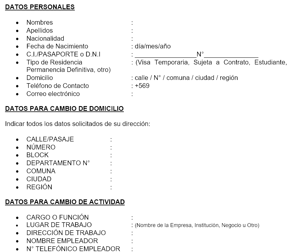 Cambio De Domicilio O Actividad