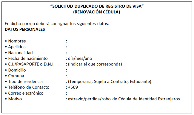 Duplicado Registro De Visa